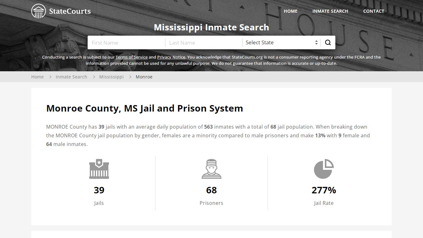 Monroe County, MS Inmate Search - StateCourts
