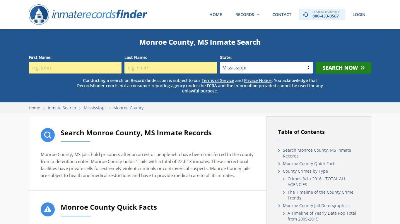 Monroe County, MS Inmate Lookup & Jail Records Online