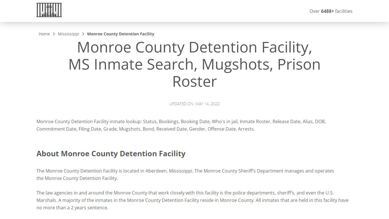 Monroe County Detention Facility, MS Inmate Search ...